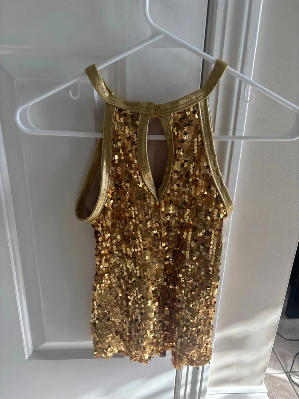 balera Gold Sequin Dance Costume Halter Dress